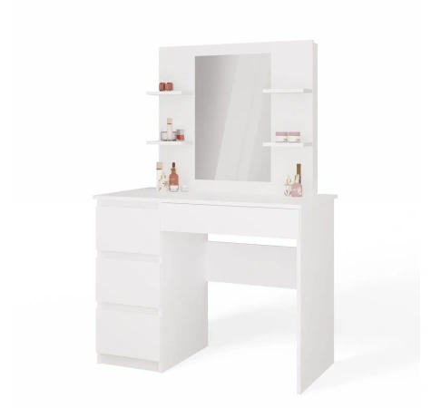 Toaletka MARINA 4P LUSTRO MIJAS LEWE 4 Szuflady 4 Półki BIAŁA Do Sypialni-1