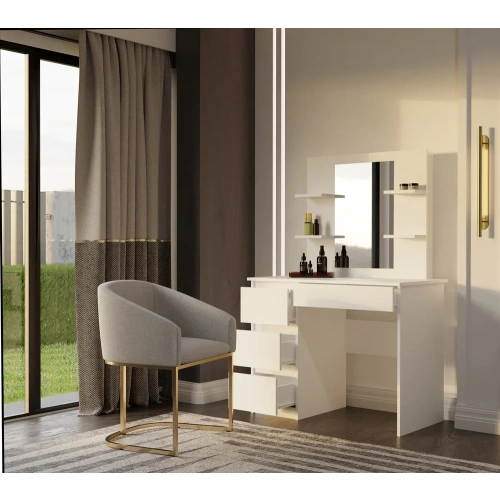 Toaletka MARINA 4P LUSTRO MIJAS LEWE 4 Szuflady 4 Półki BIAŁA Do Sypialni-3
