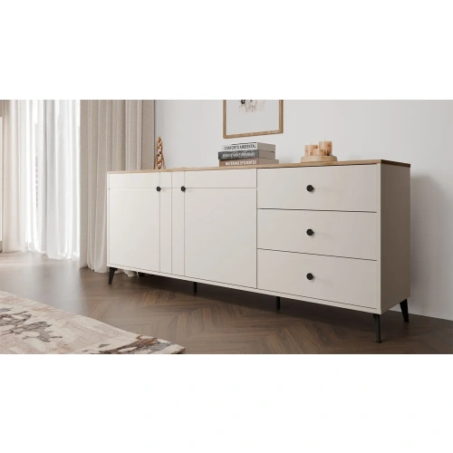 Komoda POINT 2D3S Kaszmir Beż Dąb Castello Szafka 3 Szuflady 2 Drzwi Salon-2