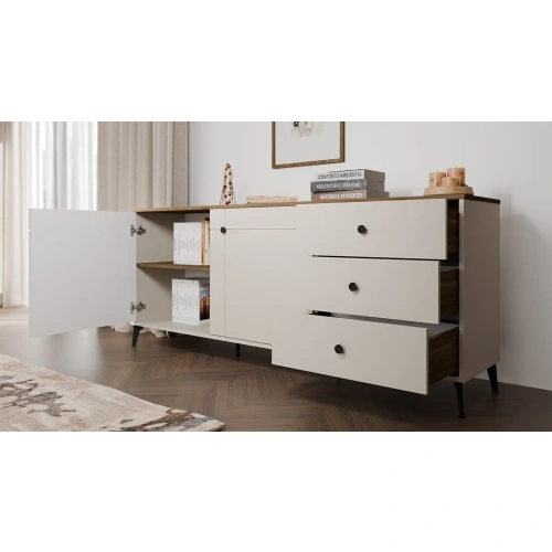Komoda POINT 2D3S Kaszmir Beż Dąb Castello Szafka 3 Szuflady 2 Drzwi Salon-4