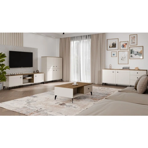 Komoda POINT 2D3S Kaszmir Beż Dąb Castello Szafka 3 Szuflady 2 Drzwi Salon-5
