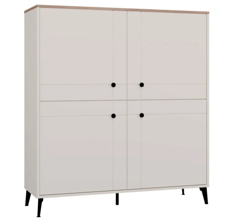 Komoda POINT 4D Kaszmir Beż Dąb Castello Szafka 4 Drzwi 8 Półek Do Salonu-1