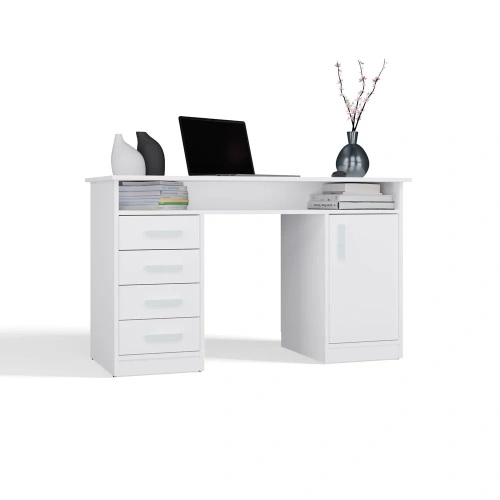 BIURKO ADA BIAŁE 125 Cm 4 Szuflady Szafka Półki Do Biura Pokoju Na Laptop-6