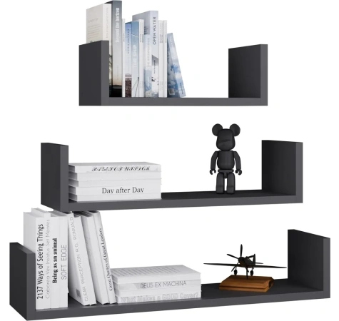 Półka Wisząca MOBI 3P Komplet 3x – Nowoczesne Półki Ścienne ANTRACYT-1