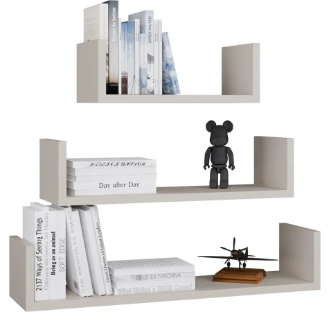 Półka Wisząca MOBI 3P Komplet 3x – Nowoczesne Półki Ścienne KASZMIR BEŻ-1