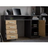 BIURKO ADA ANTRACYT DĄB ARTISAN 125 Cm 4 Szuflady Szafka Półki Do Biura Pokoju Na Laptop-3