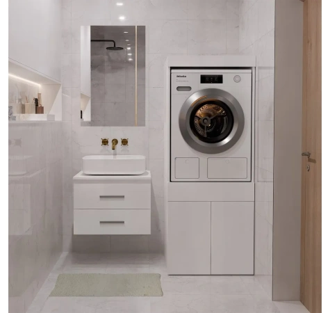 Szafka Łazienkowa Na Pralkę Lub Suszarkę POLA TWIN 1S BIAŁA Regał Szuflada-3