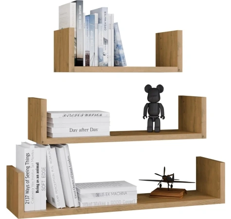 Półka Wisząca MOBI 3P Komplet 3x – Nowoczesne Półki Ścienne DĄB ARTISAN-1