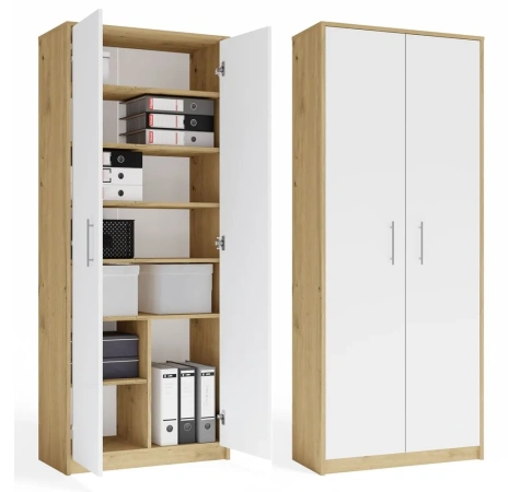 Regał Biurowy OLIV 2D 2 Drzwi Do Biura Do Gabinetu Salonu DĄB ARTISAN BIEL-1