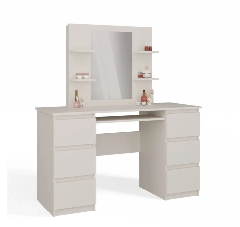 Toaletka Kosmetyczna Z Lustrem Do Makijażu Zestaw MARINA 4P + KUBA Biurko KASZMIR-1