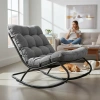 Fotel Bujany VIBE Ogrodowy z Poduszką Stalowy Czarny Szary 115 Cm-2