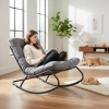 Fotel Bujany VIBE Ogrodowy z Poduszką Stalowy Czarny Szary 115 Cm-5