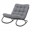 Fotel Bujany VIBE Ogrodowy z Poduszką Stalowy Czarny Szary 115 Cm-9