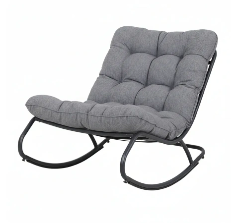 Fotel Bujany VIBE Ogrodowy z Poduszką Stalowy Czarny Szary 115 Cm-9