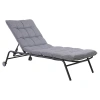 Leżak VIBE Ogrodowy z Poduszką Stalowy Regulacja Czarny Szary-1