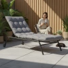 Leżak VIBE Ogrodowy z Poduszką Stalowy Regulacja Czarny Szary-2