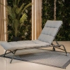 Leżak VIBE Ogrodowy z Poduszką Stalowy Regulacja Czarny Szary-3