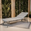 Leżak VIBE Ogrodowy z Poduszką Stalowy Regulacja Czarny Szary-5
