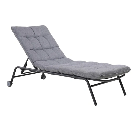 Leżak VIBE Ogrodowy z Poduszką Stalowy Regulacja Czarny Szary-1