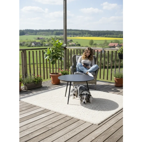 Stolik Kawowy Ogrodowy VIBE 60 Cm Stalowy 3 Nogi Szary-3