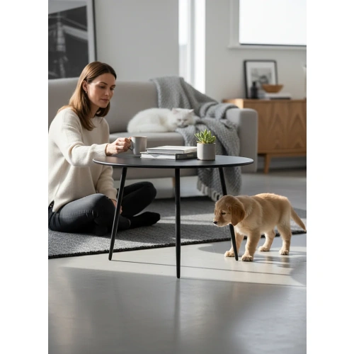 Stolik Kawowy Ogrodowy VIBE 60 Cm Stalowy 3 Nogi Szary-5