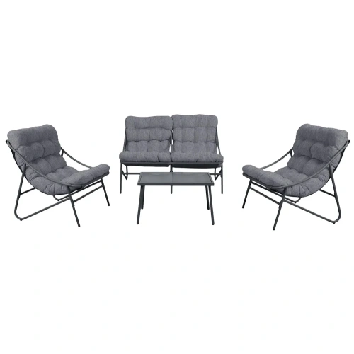 Zestaw Mebli Ogrodowych VIBE 4 Częściowy Fotele Sofa Stolik SZARY-1