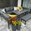 Zestaw Mebli Ogrodowych Jadalnianych TEXAS Narożny dla 6 Osób Sofa Stół Ławka SZARY-5