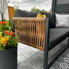 Zestaw Mebli Ogrodowych Jadalnianych TEXAS Narożny dla 6 Osób Sofa Stół Ławka SZARY-9