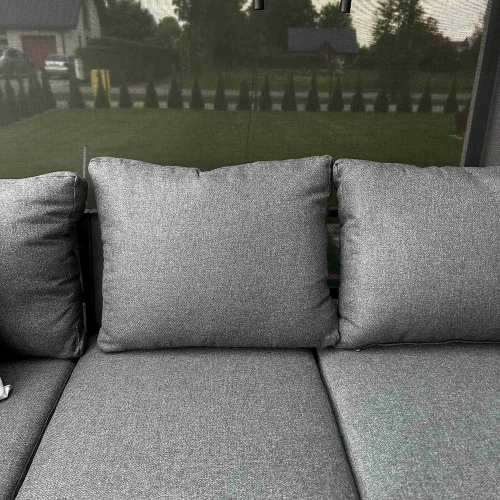 Zestaw Mebli Ogrodowych Jadalnianych TEXAS Narożny dla 6 Osób Sofa Stół Ławka SZARY-8