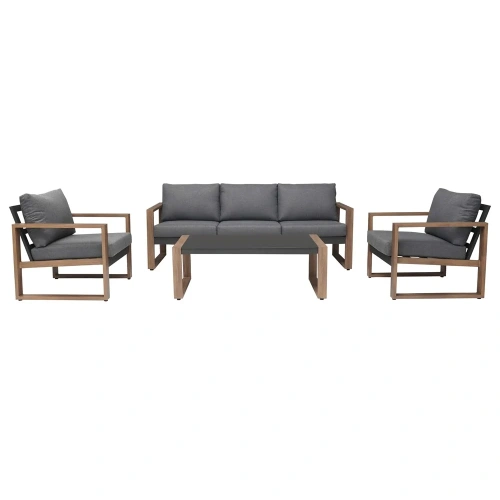 Zestaw Mebli Ogrodowych DUISBURG Sofa Fotel Stolik ANTRACYT / BRĄZOWY-1