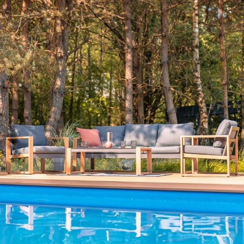 Zestaw Mebli Ogrodowych DUISBURG Sofa Fotel Stolik ANTRACYT / BRĄZOWY-3