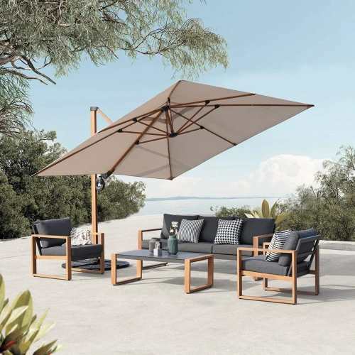 Zestaw Mebli Ogrodowych DUISBURG Sofa Fotel Stolik ANTRACYT / BRĄZOWY-4