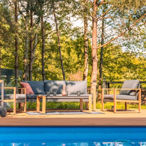 Zestaw Mebli Ogrodowych DUISBURG Sofa Fotel Stolik ANTRACYT / BRĄZOWY-5