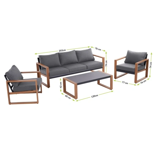 Zestaw Mebli Ogrodowych DUISBURG Sofa Fotel Stolik ANTRACYT / BRĄZOWY-13