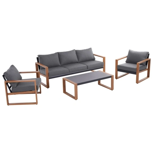 Zestaw Mebli Ogrodowych DUISBURG Sofa Fotel Stolik ANTRACYT / BRĄZOWY-14