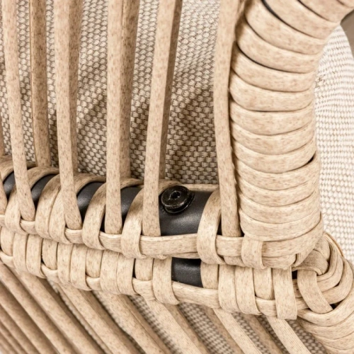 Fotel HOLAND Ogrodowy z Poduszką Rattanowy Stalowy 142 cm BEŻOWY-5