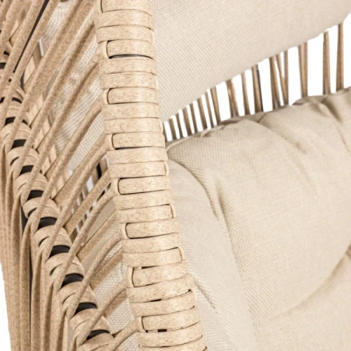 Fotel HOLAND Ogrodowy z Poduszką Rattanowy Stalowy 142 cm BEŻOWY-10