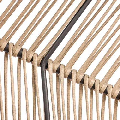 Fotel HOLAND Ogrodowy z Poduszką Rattanowy Stalowy 142 cm BEŻOWY-12
