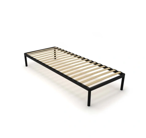 Stelaż Łóżka BED ALU 80x200 Metalowy Drewniane Listwy Nowoczesny CZARNY-1