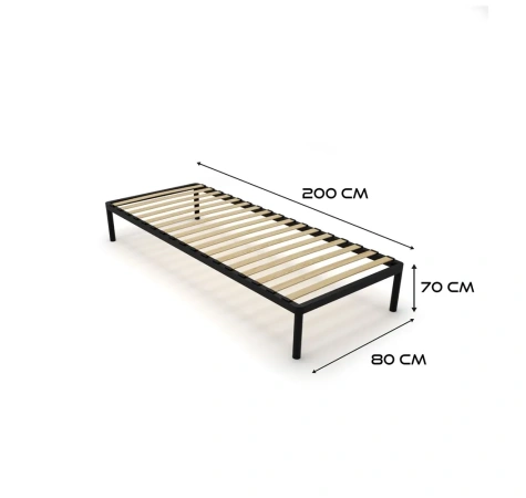 Stelaż Łóżka BED ALU 80x200 Metalowy Drewniane Listwy Nowoczesny CZARNY-4