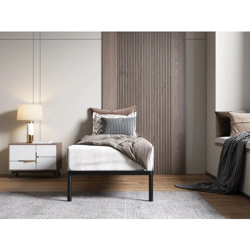 Stelaż Łóżka BED ALU 80x200 Metalowy Drewniane Listwy Nowoczesny CZARNY-2