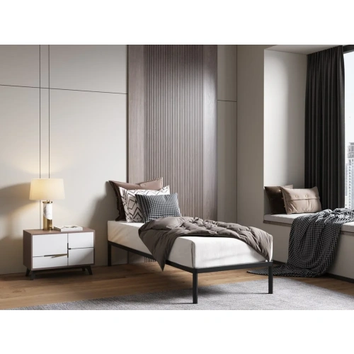 Stelaż Łóżka BED ALU 80x200 Metalowy Drewniane Listwy Nowoczesny CZARNY-3