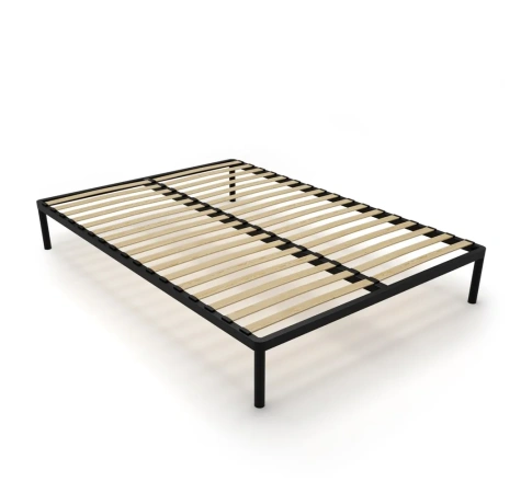 Stelaż Łóżka BED ALU 140x200 Metalowy Drewniane Listwy Nowoczesny CZARNY-1