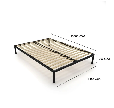 Stelaż Łóżka BED ALU 140x200 Metalowy Drewniane Listwy Nowoczesny CZARNY-5