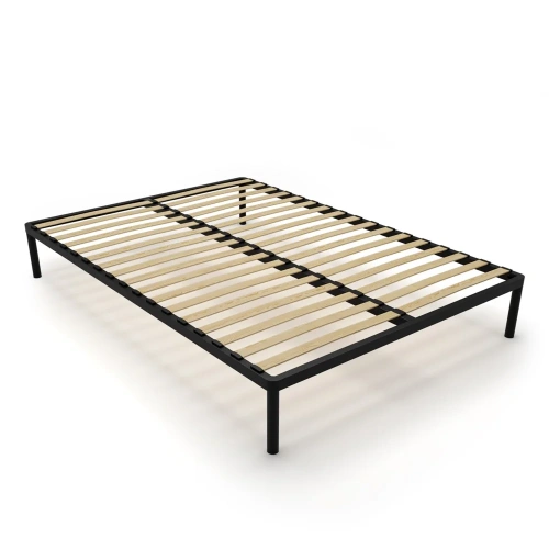 Stelaż Łóżka BED ALU 140x200 Metalowy Drewniane Listwy Nowoczesny CZARNY-1