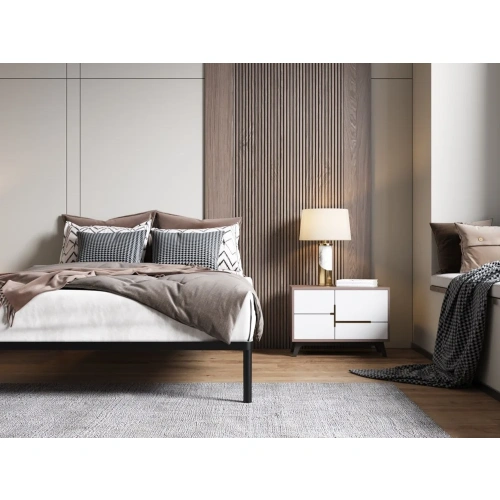 Stelaż Łóżka BED ALU 140x200 Metalowy Drewniane Listwy Nowoczesny CZARNY-4