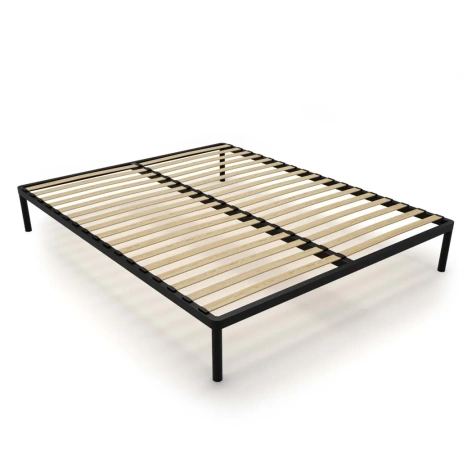 Stelaż Łóżka BED ALU 160x200 Metalowy Drewniane Listwy Nowoczesny CZARNY-1