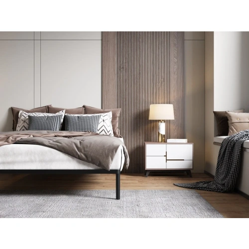 Stelaż Łóżka BED ALU 160x200 Metalowy Drewniane Listwy Nowoczesny CZARNY-2