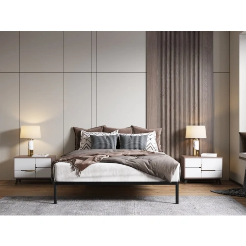 Stelaż Łóżka BED ALU 160x200 Metalowy Drewniane Listwy Nowoczesny CZARNY-4