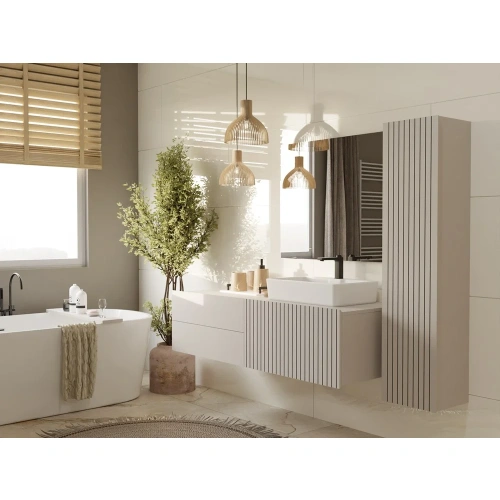 SZAFKA POD UMYWALKĘ TIGO 1D2S KASZMIR 140 CM 2 SZUFLADY RYFLOWANY FRONT WISZĄCA-2